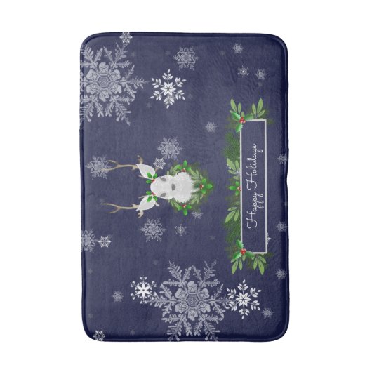 Blue Reindeer Bath Mat Badematte (Vorderseite Vertikal)