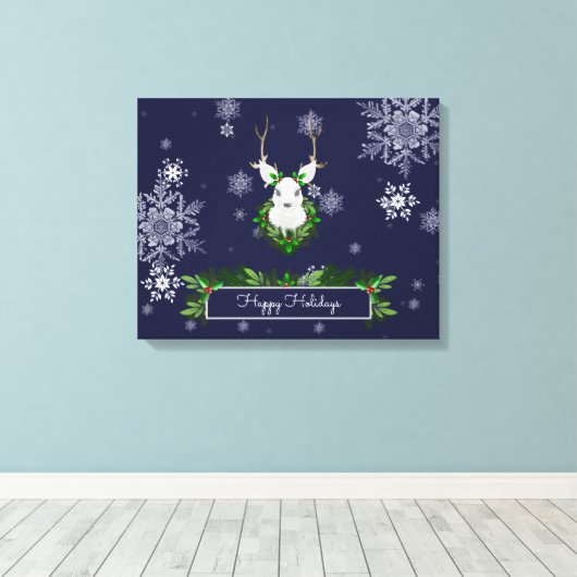 Blue Reindeer Canvas Print Leinwanddruck (Insitu (Holzboden))