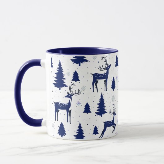 Blue Reindeer Christmas Mug Tasse (Links)