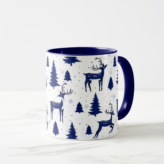 Blue Reindeer Christmas Mug Tasse (VorderseiteRechts)