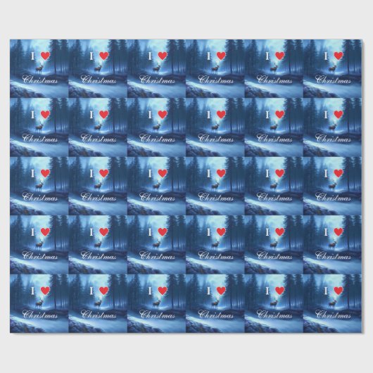 Blue Reindeer Custom Christmas Geschenkpapier (Flach)