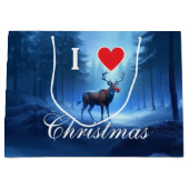 Blue Reindeer Custom Christmas Große Geschenktüte (Vorderseite)