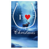 Blue Reindeer Custom Christmas Kleine Geschenktüte (Rückseite)