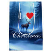Blue Reindeer Custom Christmas Mittlere Geschenktüte (Rückseite)