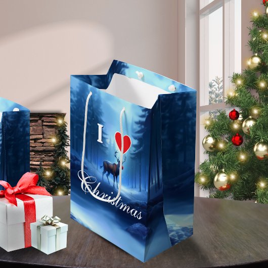 Blue Reindeer Custom Christmas Mittlere Geschenktüte