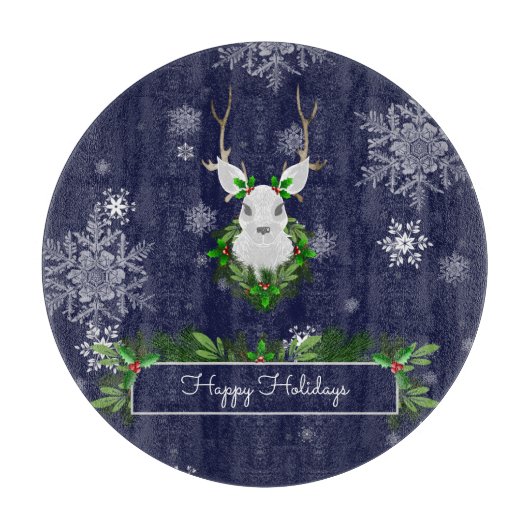 Blue Reindeer Cutting Board Schneidebrett (Vorderseite)