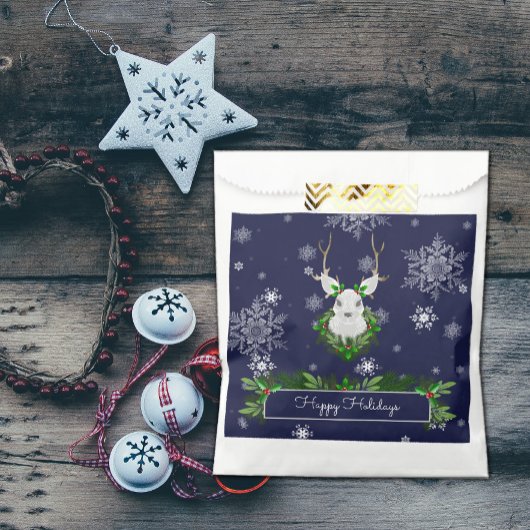 Blue Reindeer Favor Bag Geschenktütchen