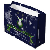 Blue Reindeer Gift Bag Große Geschenktüte (Rückseite Schrägansicht)