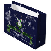 Blue Reindeer Gift Bag Große Geschenktüte (Vorderseite Schrägansicht)