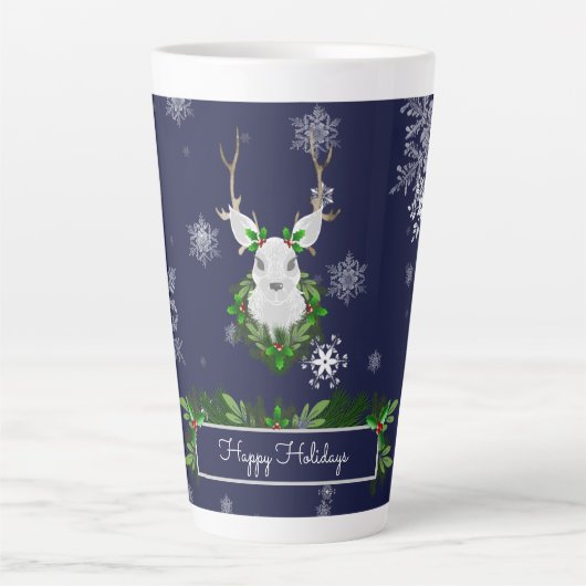 Blue Reindeer Latte Tasse (Vorderseite)