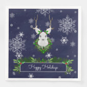 Blue Reindeer Paper Napkin Serviette (Vorderseite)