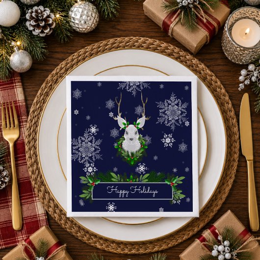 Blue Reindeer Paper Napkin Serviette
