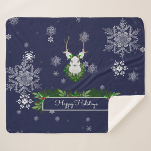 Blue Reindeer Sherpa Blanket Sherpadecke