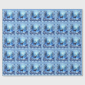 Blue Reindeer Snowflakes Christmas Geschenkpapier (Flach)