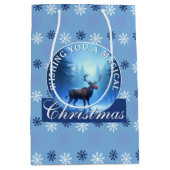 Blue Reindeer Snowflakes Christmas Mittlere Geschenktüte (Vorderseite)
