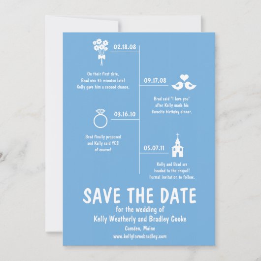 Blue Relation Timeline Wedding Save the Date (Vorderseite)