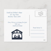 Blue Religiity Nativity Weihnachtsgrußkarte Feiertagspostkarte (Rückseite)