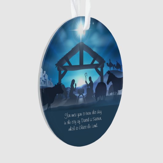 Blue Religiity Weihnachten Custom Ornament (Vorderseite)