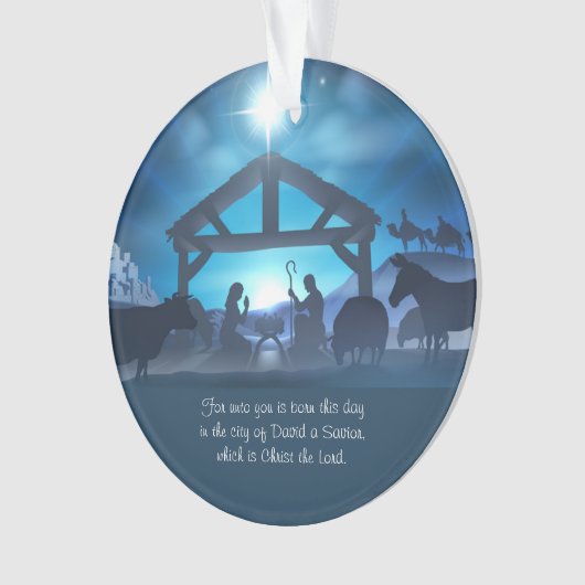 Blue Religiity Weihnachten Custom Ornament (Vorderseite)