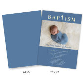 Blue Religious Cross Boy Baptism Foto Gold Folieneinladung