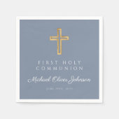 Blue Religious Cross Dusty Boy First Communion Serviette (Vorderseite)