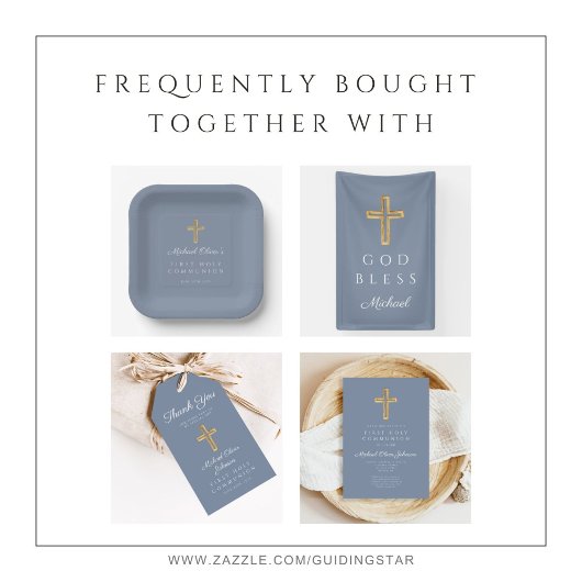 Blue Religious Cross Dusty Boy First Communion Serviette