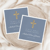 Blue Religious Cross Dusty Boy First Communion Serviette