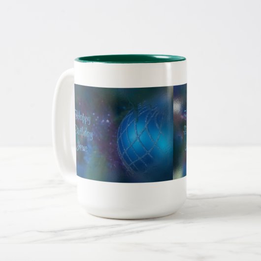 Blue Religious Sprichwort Weihnachtsschmuck Zweifarbige Tasse (Vorderseite Links)