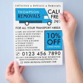 Blue Removal Van, Umzugsfirmenwerbung Flyer (Hand)