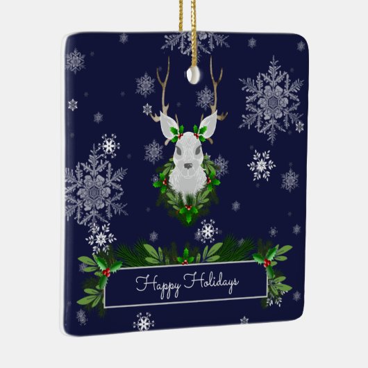 Blue Rentier Keramik Ornament (Rechts)