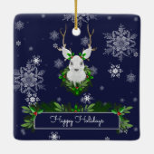 Blue Rentier Keramik Ornament (Rückseite)