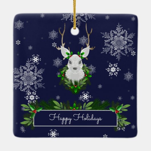 Blue Rentier Keramik Ornament (Rückseite)