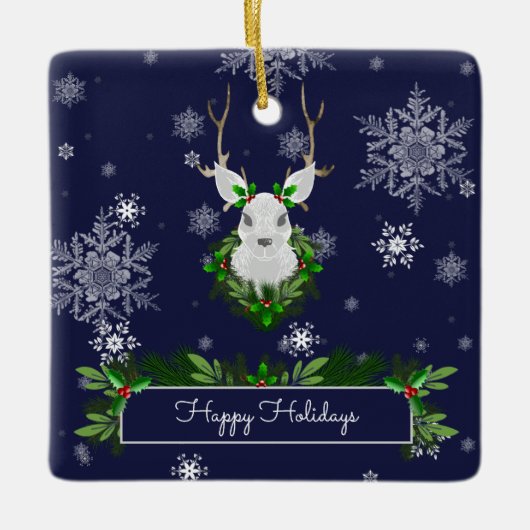 Blue Rentier Keramik Ornament (Vorderseite)