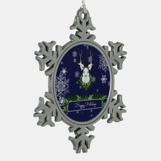 Blue Rentier Snowflake Ornament (Links)
