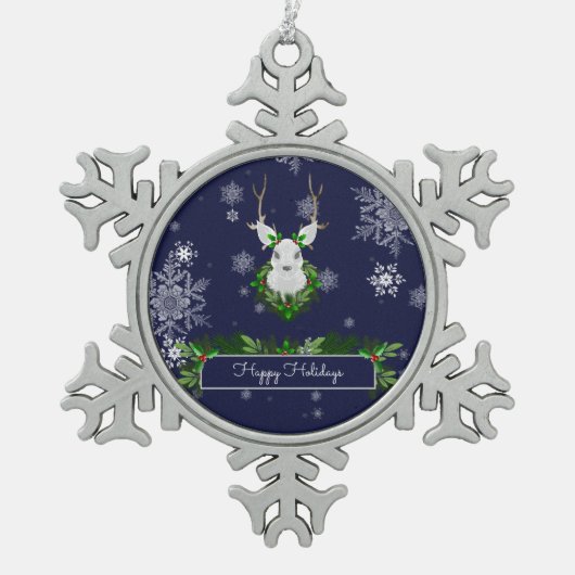 Blue Rentier Snowflake Ornament (Vorderseite)