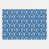Blue Rentier Weihnachtsmuster Geschenkpapier Set (Vorderseite)