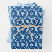 Blue Rentier Weihnachtsmuster Geschenkpapier Set (Beispiel)
