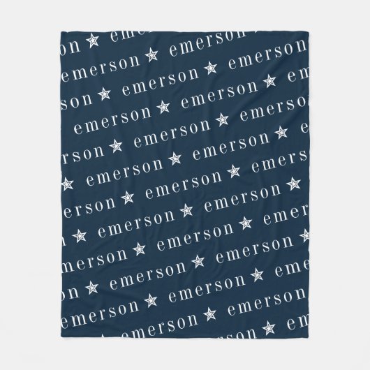 Blue Repeat Name Monogram Star Boy Fleecedecke (Vorderseite)