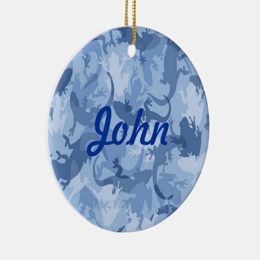 Blue Reptile Camouflage Name Ornament (Rechts)