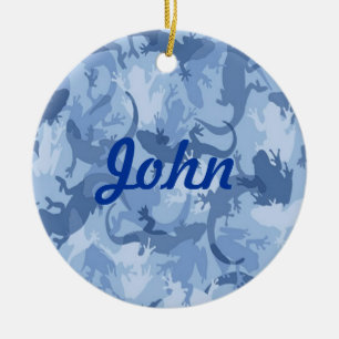 Blue Reptile Camouflage Name Ornament