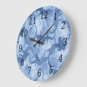 Blue Reptile Camouflage Round Clock Große Wanduhr (Winkel)