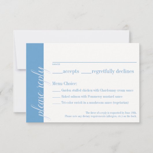 Blue Response Card, Caroline Wedding Einladung (Vorderseite)