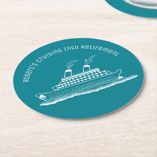 Blue Retirement Cruise Runder Pappuntersetzer (Angewinkelt)