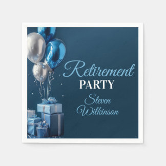 Blue Retirement Party Balloon Gifts Serviette