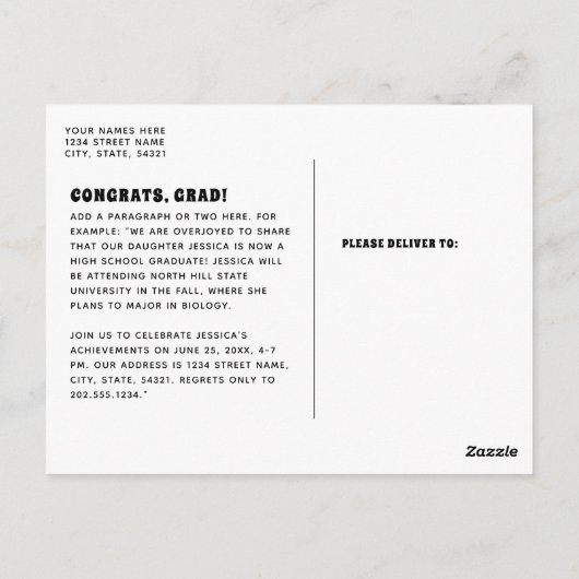 Blue Retro '70er Grad 2023 Groovy Abschluss Postkarte (Rückseite)