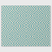 Blue Retro 70er Groovy Wavy-Checkered Pattern Geschenkpapier (Flach)