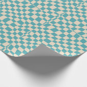Blue Retro 70er Groovy Wavy-Checkered Pattern Geschenkpapier (Ecke)