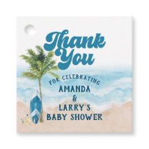 Blue Retro Baby on board Surf Baby Dusche