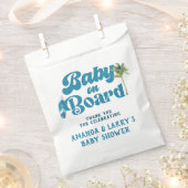 Blue Retro Baby on board Surf Baby Dusche Geschenktütchen (Ausgeschnitten)