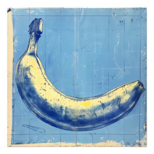 Blue Retro Banana Fotodruck